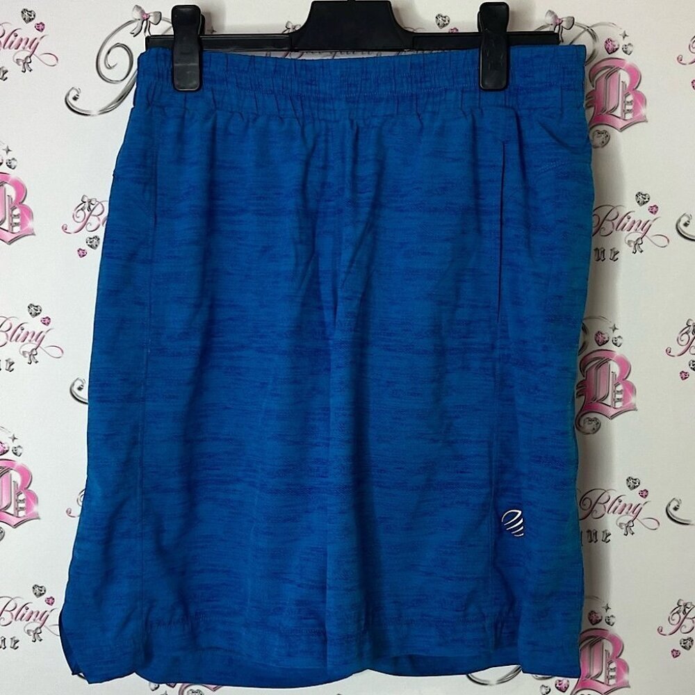 MPG shorts long sport shorts gym workout Black and Blue Athletic Shorts logo